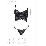 Комплект Passion KERRIA SET black, XXL/XXXL сітка+мереживо, бюстьє та стрінги - мініатюра 5