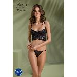 Комплект Passion KERRIA SET black, XXL/XXXL сітка+мереживо, бюстьє та стрінги - мініатюра 6