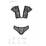 Комплект Passion LEAFA BIKINI black, XXL/XXXL, бюстгальтер-топ з рукавчиками, стрінги-шортики з вирізом - мініатюра 5