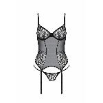 Корсет Passion LEAFA CORSET black L/XL, м'які чашки, затискачі для панчіх, стрінги в комплекті - мініатюра 3