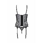 Корсет Passion LEAFA CORSET black, XXL/XXXL, м'які чашки, затискачі для панчіх, стрінги в комплекті - мініатюра 4