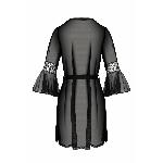 Пеньюар Passion LEAFA PEIGNOIR black, L/XL, довжина трохи вище коліна, широкі рукави, зав'язується на пояс - мініатюра 4
