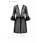 Пеньюар Passion LEAFA PEIGNOIR black, XXL/XXXL, довжина трохи вище коліна, широкі рукави, зав'язується на пояс - мініатюра 5