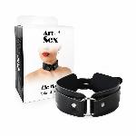 БДСМ-нашийник з кільцем Art of Sex - Martina Collar with ring, натуральна шкіра,  колір чорний - мініатюра 3