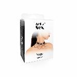 Чокер із серцями та ланцюжками Art of Sex - Freya, натуральна шкіра, колір чорний - мініатюра 4
