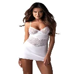Пеньюар Obsessive Alissium chemise & thong, XL/2XL, мереживний ліф, стрінги в комплекті - мініатюра 1