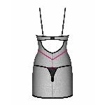 Пеньюар Obsessive Novenes chemise & thong, XS/S, обтислий, прозорий, зі стрепами, стрінги в комплект - мініатюра 5
