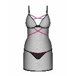 Пеньюар Obsessive Novenes chemise & thong, XL/2XL, обтислий, прозорий, зі стрепами, стрінги в компле - мініатюра 4