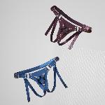 Трусики для страпона Strap-On-Me Harness Generous Blue, One Size, штучна шкіра, регульовані ремені, змінні кріплення для дилдо - мініатюра 5