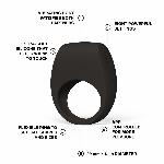 Ерекційне кільце з вібрацією LELO Tor 3 Black, керування зі смартфона - мініатюра 2