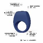 Ерекційне кільце з вібрацією LELO Tor 3 Base Blue, керування зі смартфона - мініатюра 2