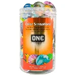 Набір презервативів ONE Color Sensations, 100 шт, кольорові, 10 кольорів, зі змазкою, паковання-тубус - мініатюра 1