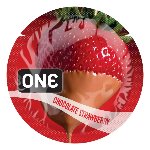 Ароматизований презерватив ONE FlavorWaves Chocolate Strawberry, 1 шт, запах полуниці та шоколаду - мініатюра 1