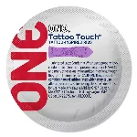 Презерватив ONE Tattoo Touch Purple, 1 шт, фіолетовий з рельєфом у вигляді татуювання - мініатюра 1