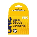 Презервативи ONE Super Studs, 3 шт, з точковим рельєфом, зі змазкою, паковання — картонна коробка - мініатюра 1