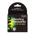 Презервативи ONE Glowing Pleasures, 3 шт, світяться в темряві, зі змазкою, картонне паковання - мініатюра 1