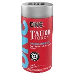 Презервативи ONE Tattoo Touch, 12 шт, рельєф у вигляді тату, 3 різновиди, подарункове паковання-тубус - мініатюра 1