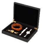 Набір кляпів LOCKINK Ball-Gag & Gag-bite Set, коричневий, шкіряний ремінь, 2 насадки – куля та трензель - мініатюра 1