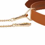Нашийник з повідцем LOCKINK Tied Collar with Leash Set, коричневий, ланцюг зі шкіряною петлею та карабіном - мініатюра 3