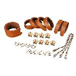 Набір для бондажу LOCKINK 8-Bondage-Straps Restraint Set, коричневий, 8 ременів з натуральної шкіри - мініатюра 3
