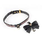 Нашийник з повідцем LOCKINK SEVANDA Love Heart Butterfly Leather Collar Set, чорно-рожевий, з бантом - мініатюра 9