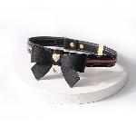 Нашийник з повідцем LOCKINK SEVANDA Love Heart Butterfly Leather Collar Set, чорно-рожевий, з бантом - мініатюра 6