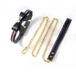 Нашийник з повідцем LOCKINK SEVANDA Love Heart Butterfly Leather Collar Set, чорно-рожевий, з бантом - мініатюра 1