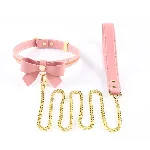 Нашийник з повідцем LOCKINK SEVANDA Love Heart Butterfly Leather Collar Set, рожевий, з бантом - мініатюра 1