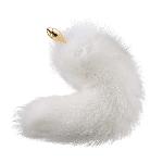Металева анальна пробка з хутряним хвостом LOCKINK SEVANDA White Fox-Tail Anal Rose-shape Plug - мініатюра 6