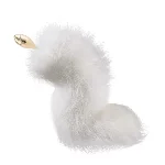 Металева анальна пробка з хутряним хвостом LOCKINK SEVANDA White Fox-Tail Anal Rose-shape Plug - мініатюра 1