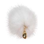 Металева анальна пробка з хутряним хвостом LOCKINK SEVANDA White Fox-Tail Anal Rose-shape Plug - мініатюра 2