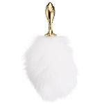 Металева анальна пробка Кролячий хвост LOCKINK SEVANDA White Bunny-Tail Anal Rose-shape Plug - мініатюра 3