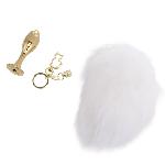 Металева анальна пробка Кролячий хвост LOCKINK SEVANDA White Bunny-Tail Anal Rose-shape Plug - мініатюра 8