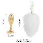 Металева анальна пробка Кролячий хвост LOCKINK SEVANDA White Bunny-Tail Anal Pear-shape Plug - мініатюра 2