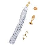 Анальна пробка з флогером LOCKINK SEVANDA White Pony-Tail Anal Pear-shape Plug - мініатюра 5