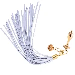 Анальна пробка з флогером LOCKINK SEVANDA White Pony-Tail Anal Rose-shape Plug - мініатюра 1