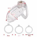 Клітка для пеніса LOCKINK SEVANDA Plastic Penis Chastity Cage, прозора, 3 кільця різних розмірів - мініатюра 3