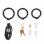 Клітка для пеніса LOCKINK SEVANDA Naja-Cobra Chastity Cage, чорна, 3 кільця різних розмірів - мініатюра 5