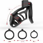 Клітка для пеніса LOCKINK SEVANDA Naja-Cobra Chastity Cage, чорна, 3 кільця різних розмірів - мініатюра 6