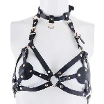 Портупея на грудь LOCKINK SEVANDA Queen Chest Harness with Removable Bra, чорна, зі знімними пестис - мініатюра 1
