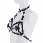 Портупея на грудь LOCKINK SEVANDA Queen Chest Harness with Removable Bra, чорна, зі знімними пестис - мініатюра 10