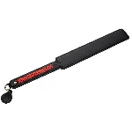 Паддл LOCKINK SEVANDA Braided-handle Spanking Paddle, чорно-червоний, гладенький, з плетінням на ручці - мініатюра 1
