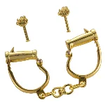 Наручники LOCKINK Love-slave Handcuffs, золотисті, металеві, у формі стремен - мініатюра 1
