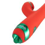 Вібратор-кролик з пульсацією та флогером LOCKINK SEVANDA Whip Vibrating Massage Wand, червоно-зелений - мініатюра 8
