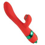 Вібратор-кролик з пульсацією та флогером LOCKINK SEVANDA Whip Vibrating Massage Wand, червоно-зелений - мініатюра 4