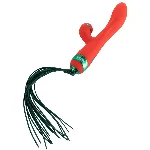 Вібратор-кролик з пульсацією та флогером LOCKINK SEVANDA Whip Vibrating Massage Wand, червоно-зелений - мініатюра 1