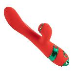 Вібратор-кролик з пульсацією та флогером LOCKINK SEVANDA Whip Vibrating Massage Wand, червоно-зелений - мініатюра 7