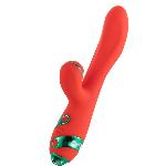 Вібратор-кролик з пульсацією та флогером LOCKINK SEVANDA Whip Vibrating Massage Wand, червоно-зелений - мініатюра 9