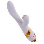 Вібратор-кролик з пульсацією та флогером LOCKINK SEVANDA Whip Vibrating Massage Wand, біло-золотий - мініатюра 7