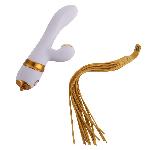 Вібратор-кролик з пульсацією та флогером LOCKINK SEVANDA Whip Vibrating Massage Wand, біло-золотий - мініатюра 3